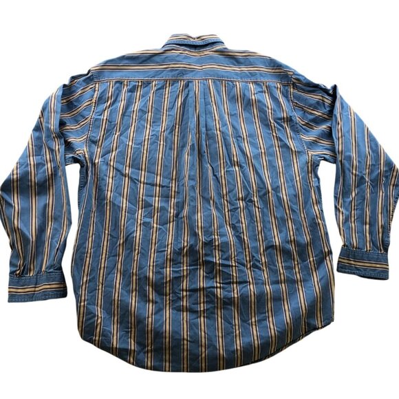 G.H. Bass & Co. Mens Shirt Large Striped Long Sleeve Button Down Casual Blue - Picture 2 of 9